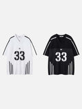 DAXUEN Gothic emblem V-neck T-shirt with printed graphics