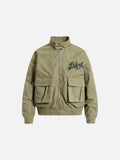 DAXUEN olive green gothic-embroidered bomber jacket