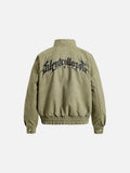 DAXUEN olive green gothic-embroidered bomber jacket