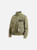 DAXUEN olive green gothic-embroidered bomber jacket