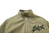DAXUEN olive green gothic-embroidered bomber jacket