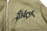 DAXUEN olive green gothic-embroidered bomber jacket