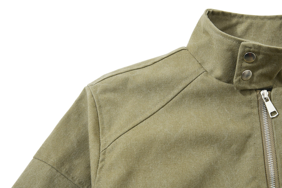 DAXUEN olive green gothic-embroidered bomber jacket