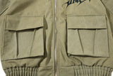 DAXUEN olive green gothic-embroidered bomber jacket