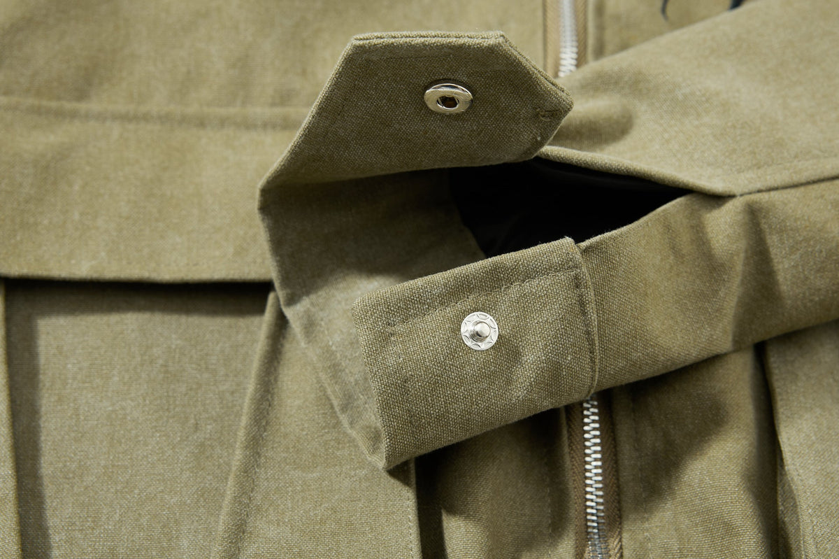 DAXUEN olive green gothic-embroidered bomber jacket