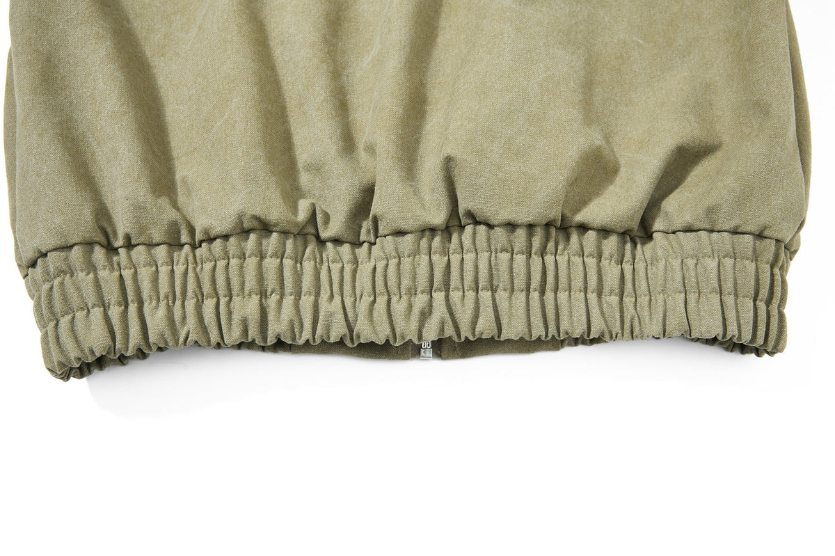 DAXUEN olive green gothic-embroidered bomber jacket