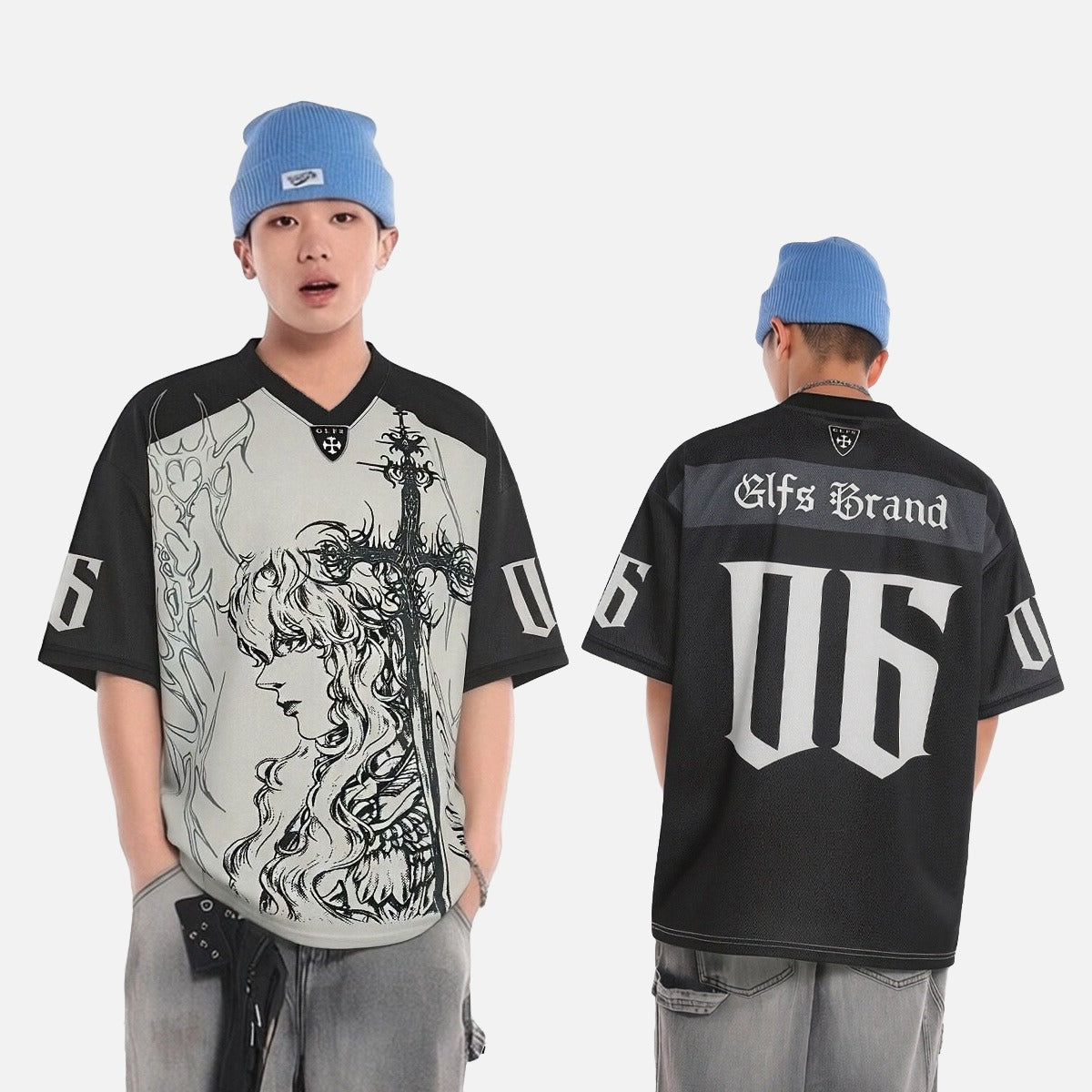 DAXUEN Gothic fantasy graphic oversized t-shirt