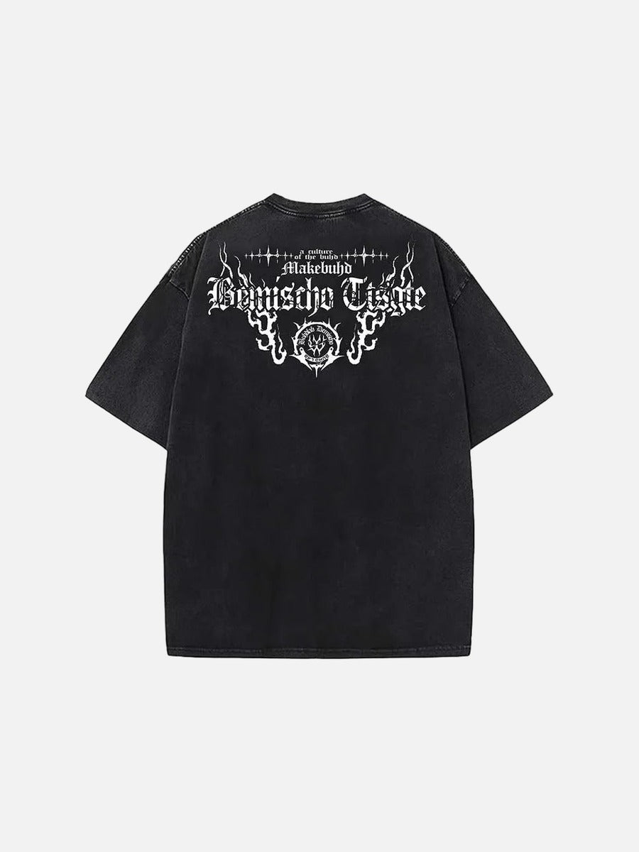 DAXUEN Gothic graphic oversized short-sleeved t-shirt