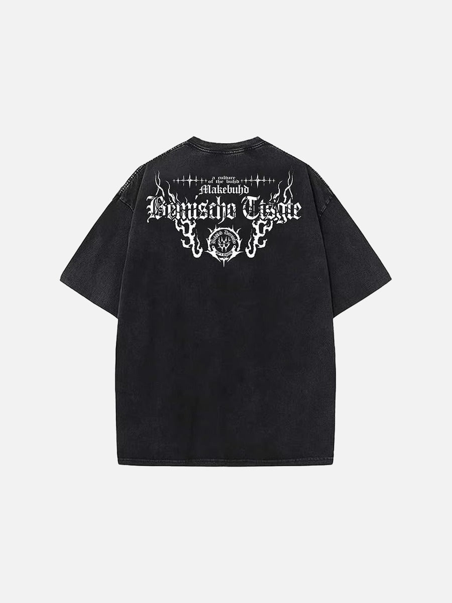DAXUEN Gothic graphic oversized short-sleeved t-shirt