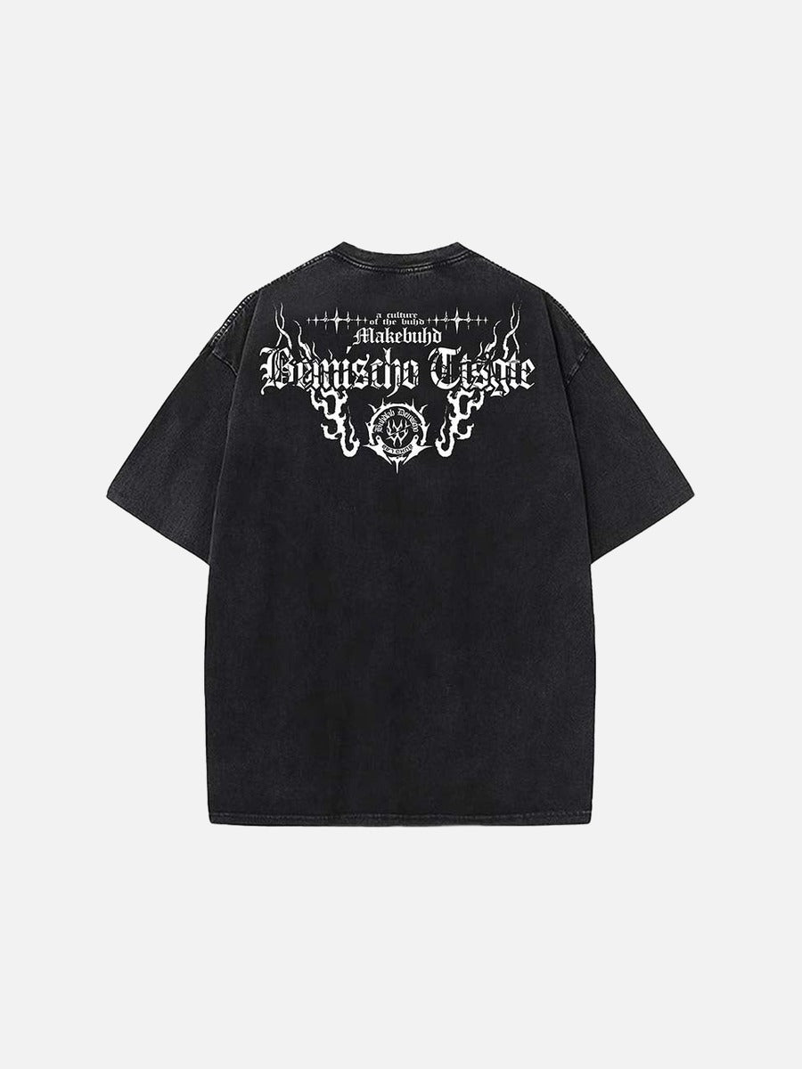 DAXUEN Gothic graphic oversized short-sleeved t-shirt