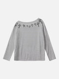 DAXUEN Gothic graphic striped long sleeve top