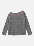 DAXUEN Gothic graphic striped long sleeve top