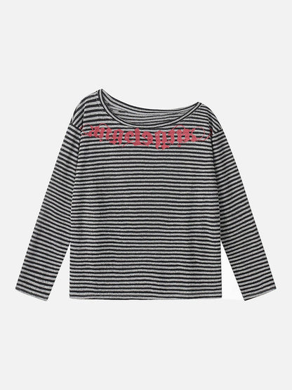 DAXUEN Gothic graphic striped long sleeve top