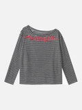 DAXUEN Gothic graphic striped long sleeve top