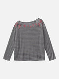 DAXUEN Gothic graphic striped long sleeve top