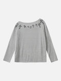 DAXUEN Gothic graphic striped long sleeve top