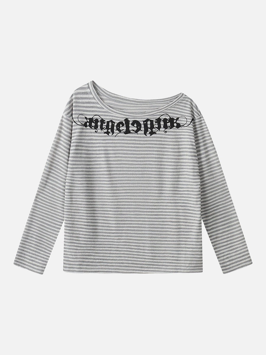 DAXUEN Gothic graphic striped long sleeve top