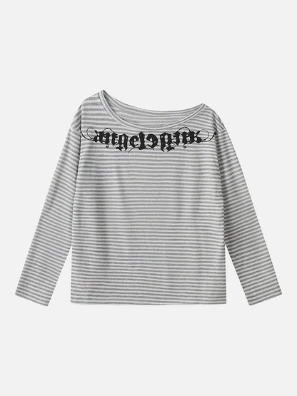 DAXUEN Gothic graphic striped long sleeve top