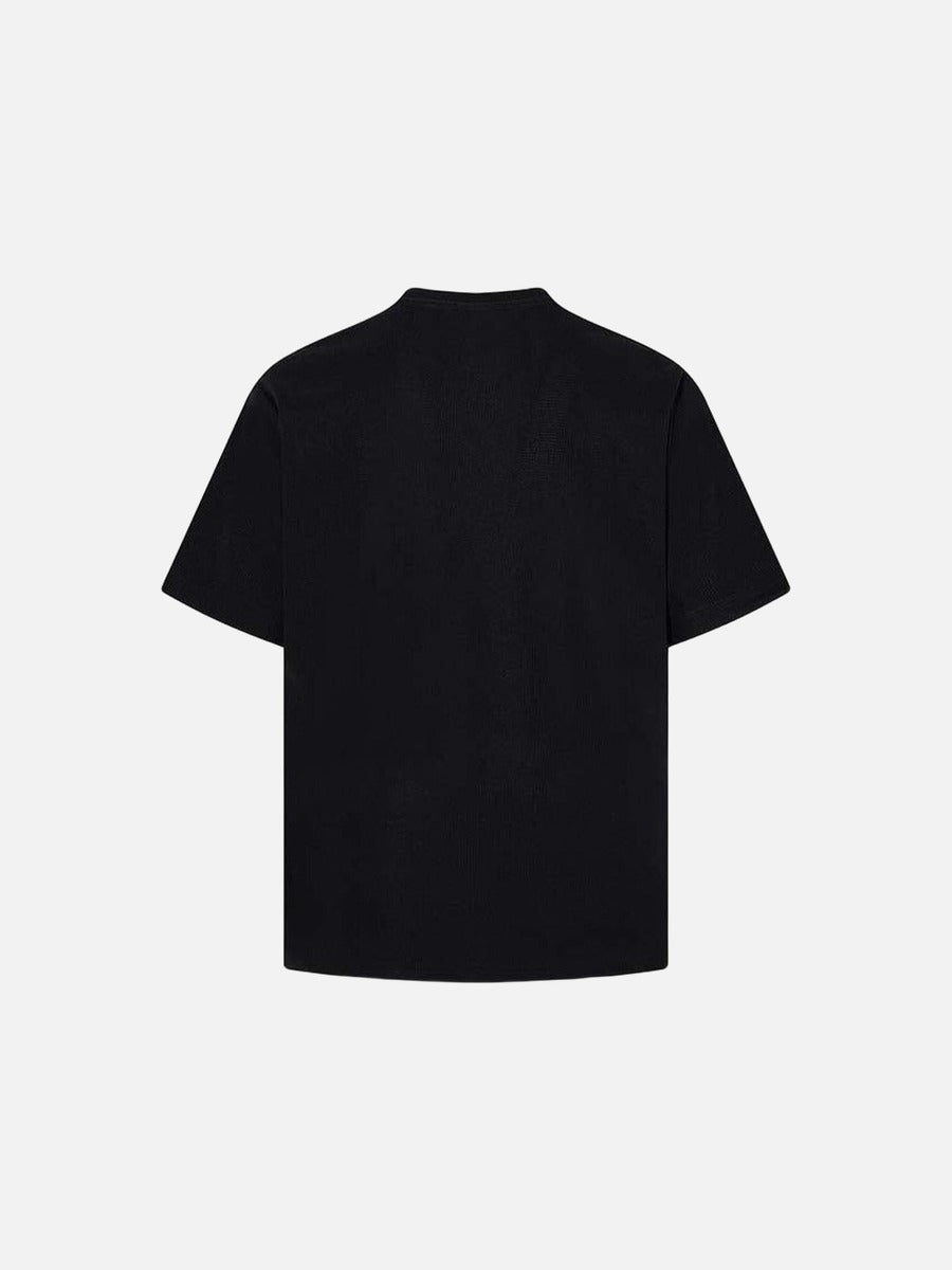 DAXUEN Black short-sleeved waffle knit t-shirt with graphic design