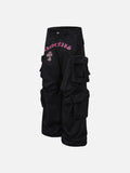DAXUEN Black wide-leg cargo pants with gothic graphic