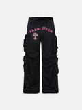 DAXUEN Black wide-leg cargo pants with gothic graphic