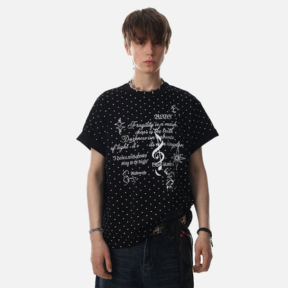 DAXUEN Short-sleeved relaxed-fit T-shirt with heart motifs and gothic graphic