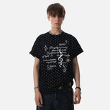 DAXUEN Short-sleeved relaxed-fit T-shirt with heart motifs and gothic graphic