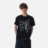 DAXUEN Short-sleeved relaxed-fit T-shirt with heart motifs and gothic graphic