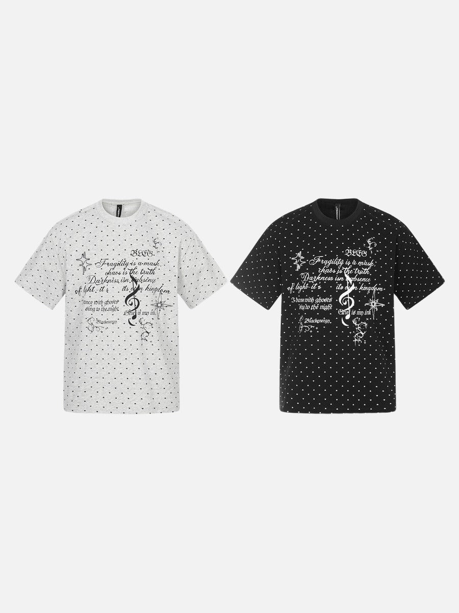 DAXUEN Short-sleeved relaxed-fit T-shirt with heart motifs and gothic graphic