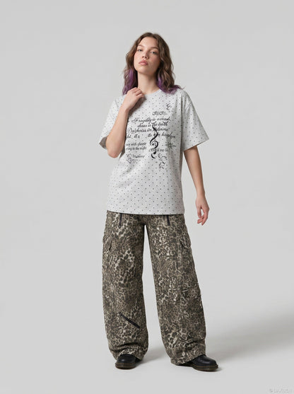 DAXUEN Gothic Heart Print Relaxed T-Shirt | DAXUEN — model photo