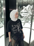 DAXUEN Gothic Heart Print Relaxed T-Shirt | DAXUEN — model photo