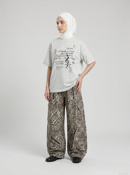 DAXUEN Gothic Heart Print Relaxed T-Shirt | DAXUEN — model photo