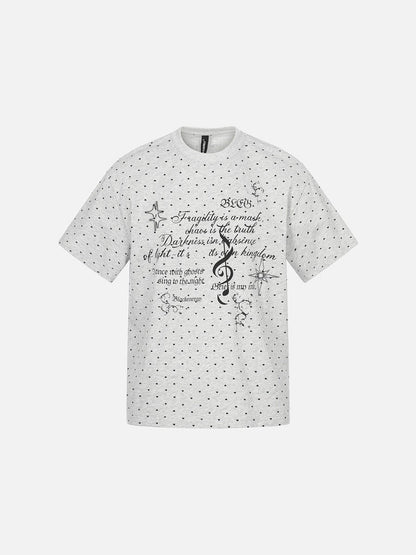 DAXUEN Short-sleeved relaxed-fit T-shirt with heart motifs and gothic graphic