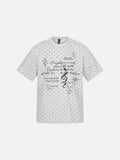 DAXUEN Short-sleeved relaxed-fit T-shirt with heart motifs and gothic graphic