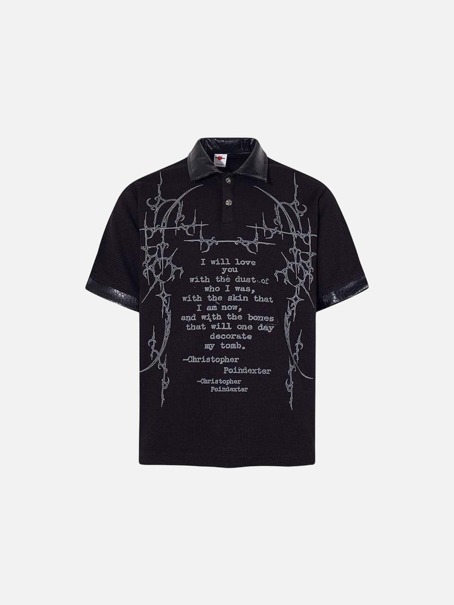 DAXUEN Black short-sleeved polo shirt with graphic print