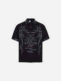 DAXUEN Black short-sleeved polo shirt with graphic print