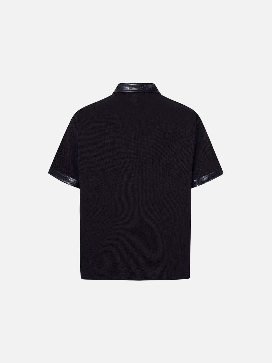DAXUEN Black short-sleeved polo shirt with graphic print