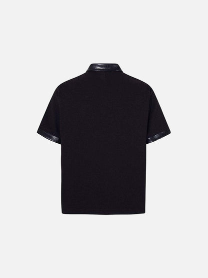 DAXUEN Black short-sleeved polo shirt with graphic print