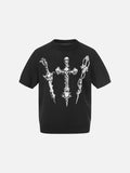 DAXUEN Gothic skull graphic short-sleeve crew neck top