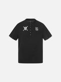 DAXUEN Gothic Skull Graphic Henley T-Shirt