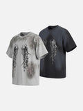 DAXUEN grey oversized gothic graphic tee