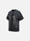 DAXUEN grey oversized gothic graphic tee