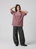 DAXUEN Gothic Striped Graphic T-Shirt | DAXUEN — model photo