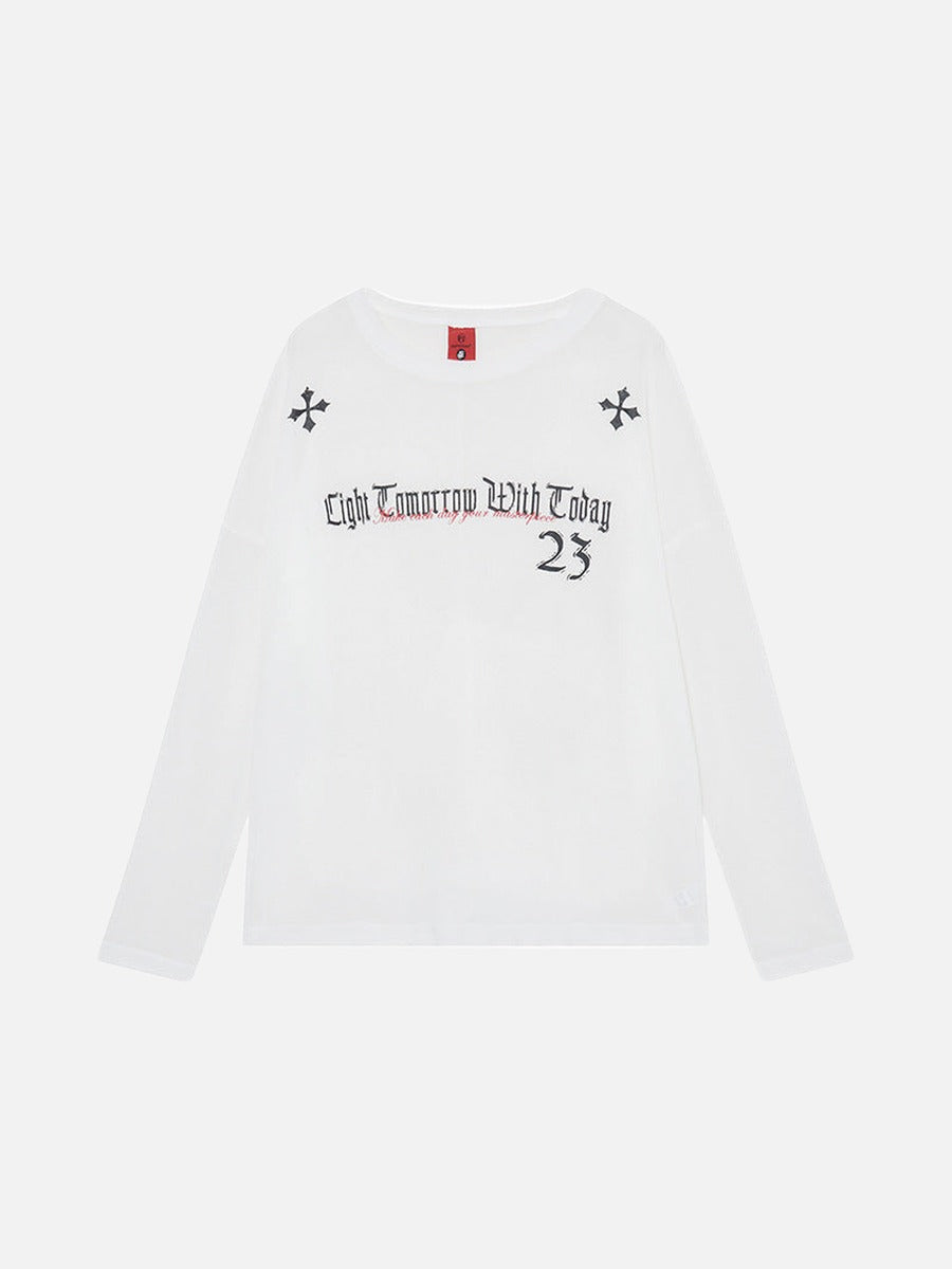 DAXUEN Gothic text long sleeve t-shirt