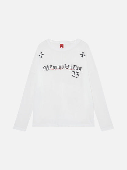 DAXUEN Gothic text long sleeve t-shirt