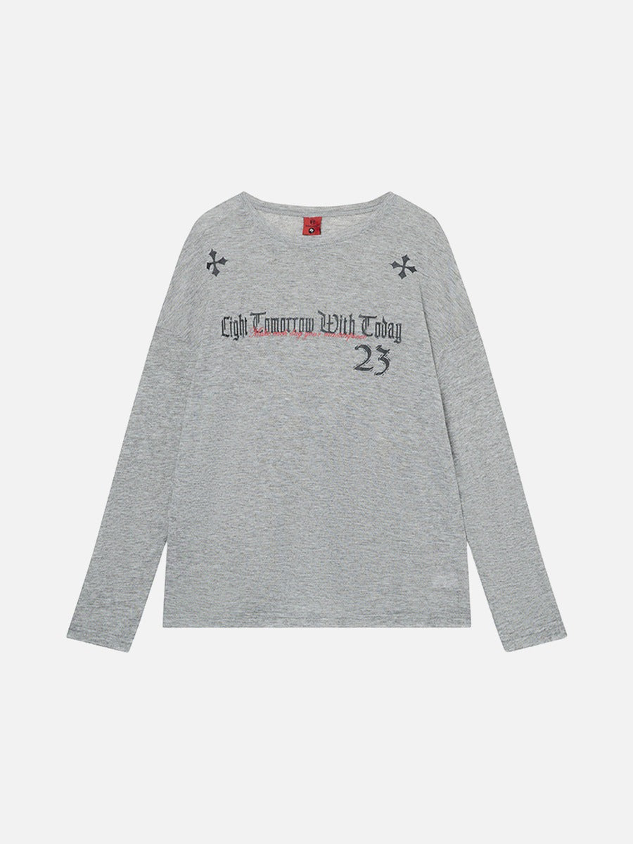 DAXUEN Gothic text long sleeve t-shirt