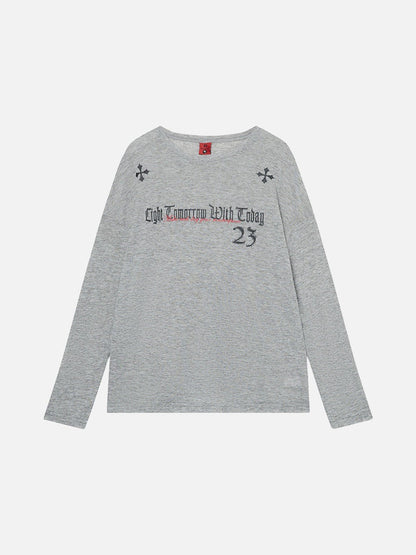 DAXUEN Gothic text long sleeve t-shirt