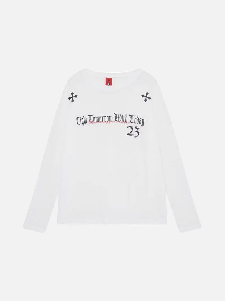 DAXUEN Gothic text long sleeve t-shirt