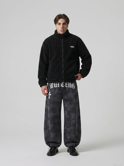 DAXUEN Gothic tie-dye wide-leg pants — model photo