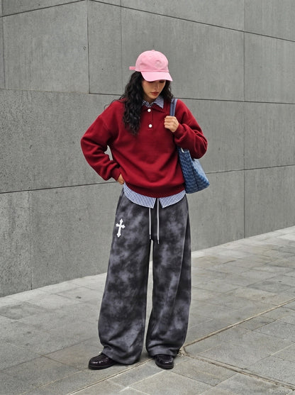 DAXUEN Gothic tie-dye wide-leg pants — model photo